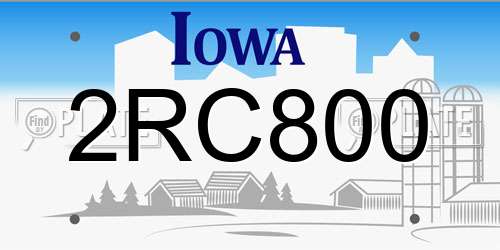 2RC800 Iowa License Plate