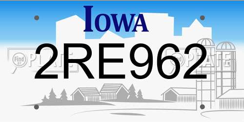 2RE962 Iowa License Plate