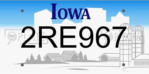 2RE967 Iowa License Plate