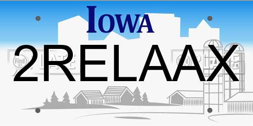 2RELAAX Iowa License Plate