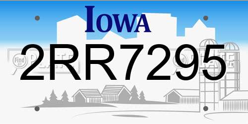 2RR7295 Iowa License Plate