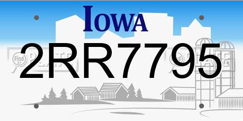 2RR7795 Iowa License Plate