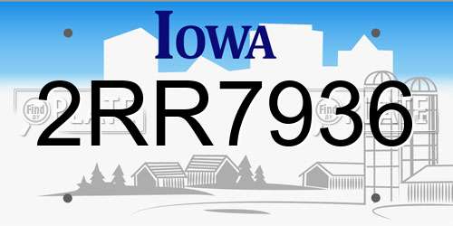 2RR7936 Iowa License Plate
