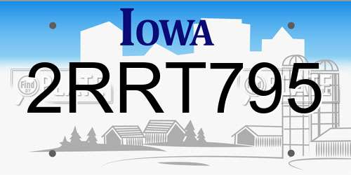 2RRT795 Iowa License Plate