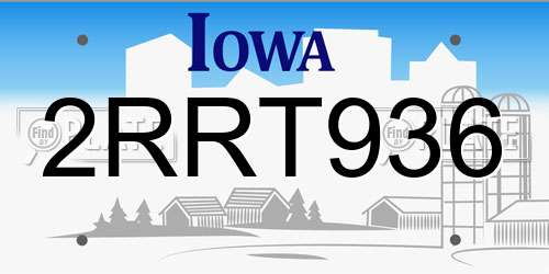 2RRT936 Iowa License Plate