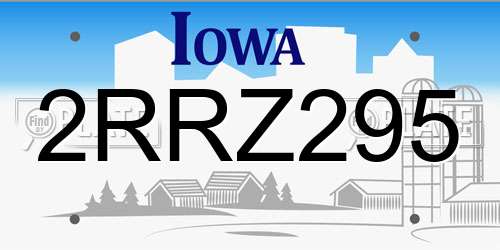 2RRZ295 Iowa License Plate