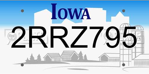 2RRZ795 Iowa License Plate