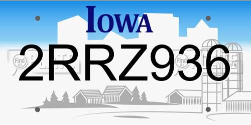 2RRZ936 Iowa License Plate