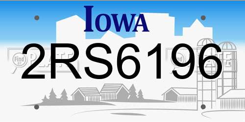 2RS6196 Iowa License Plate