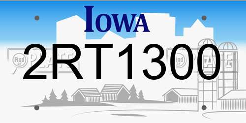 2RT1300 Iowa License Plate