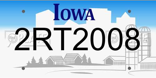 2RT2008 Iowa License Plate