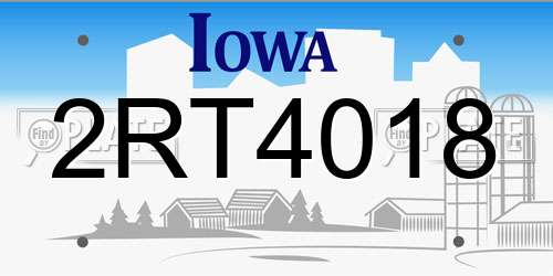 2RT4018 Iowa License Plate