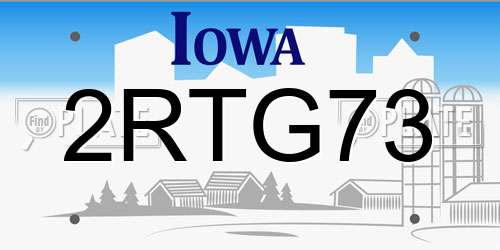 2RTG73 Iowa License Plate