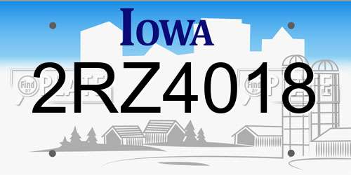 2RZ4018 Iowa License Plate