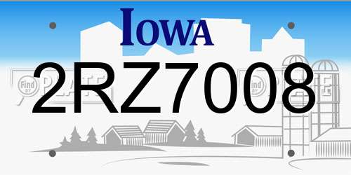 2RZ7008 Iowa License Plate