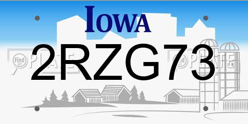 2RZG73 Iowa License Plate
