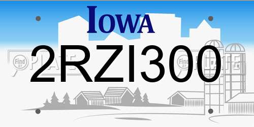 2RZI300 Iowa License Plate