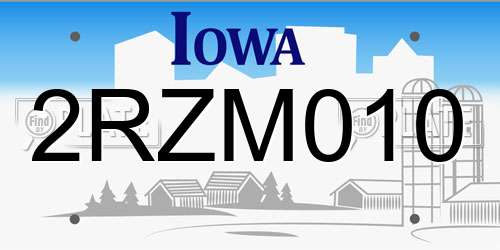 2RZM010 Iowa License Plate