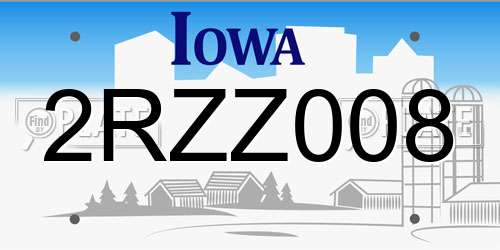2RZZ008 Iowa License Plate
