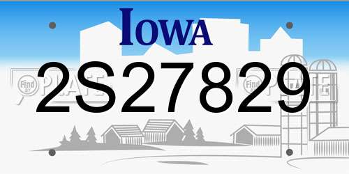 2S27829 Iowa License Plate