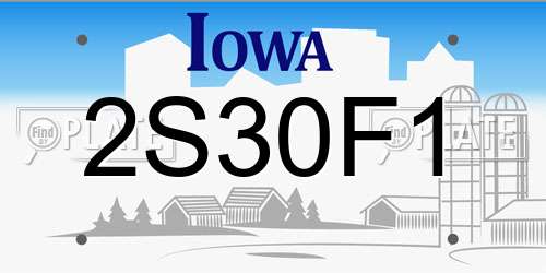 2S30F1 Iowa License Plate