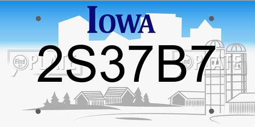 2S37B7 Iowa License Plate