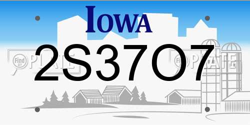 2S37O7 Iowa License Plate