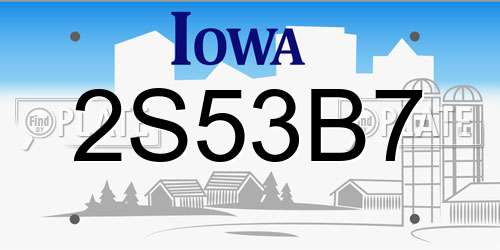 2S53B7 Iowa License Plate