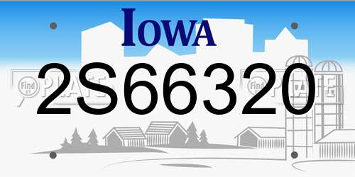 2S66320 Iowa License Plate