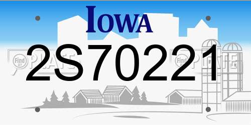 2S70221 Iowa License Plate