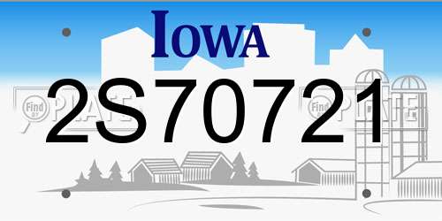 2S70721 Iowa License Plate