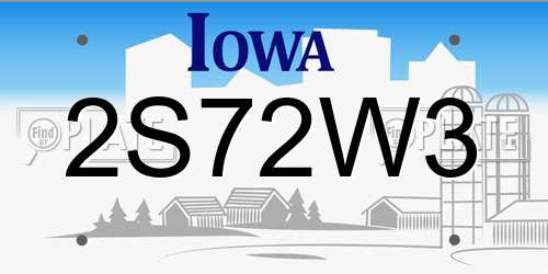 2S72W3 Iowa License Plate
