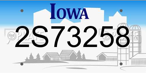 2S73258 Iowa License Plate
