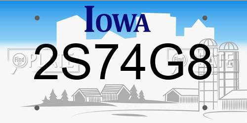 2S74G8 Iowa License Plate