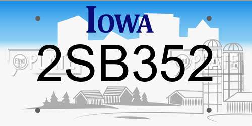 2SB352 Iowa License Plate