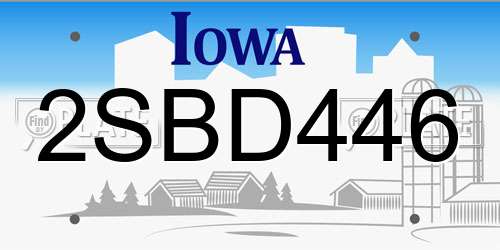 2SBD446 Iowa License Plate