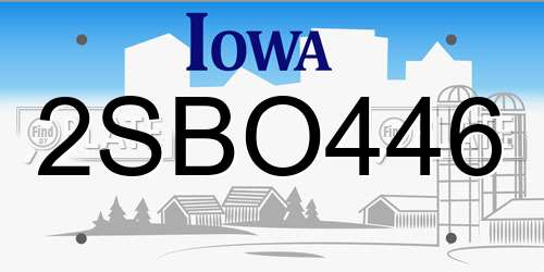 2SBO446 Iowa License Plate