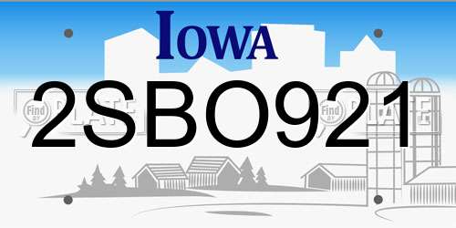2SBO921 Iowa License Plate