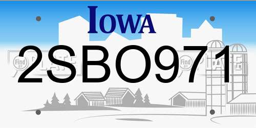 2SBO971 Iowa License Plate