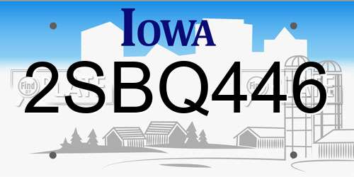 2SBQ446 Iowa License Plate