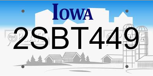 2SBT449 Iowa License Plate