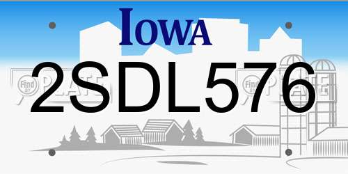 2SDL576 Iowa License Plate