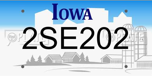2SE202 Iowa License Plate