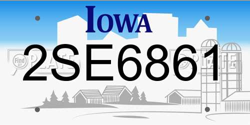 2SE6861 Iowa License Plate