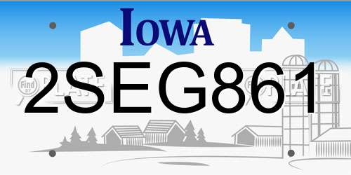 2SEG861 Iowa License Plate