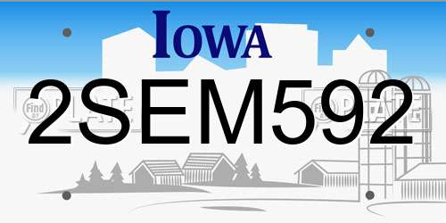 2SEM592 Iowa License Plate