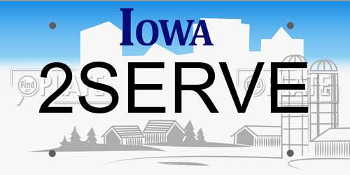2SERVE Iowa License Plate