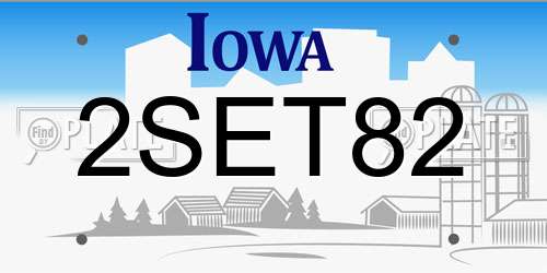 2SET82 Iowa License Plate