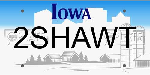 2SHAWT Iowa License Plate