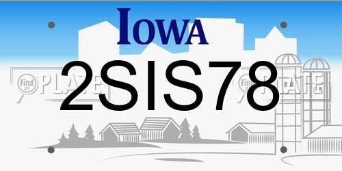 2SIS78 Iowa License Plate